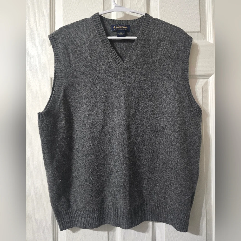 Vintage Lambswool Sweater Vest by Brooks Brothers, Dark Gray, V-Neck, EUC! - Picture 2 of 12